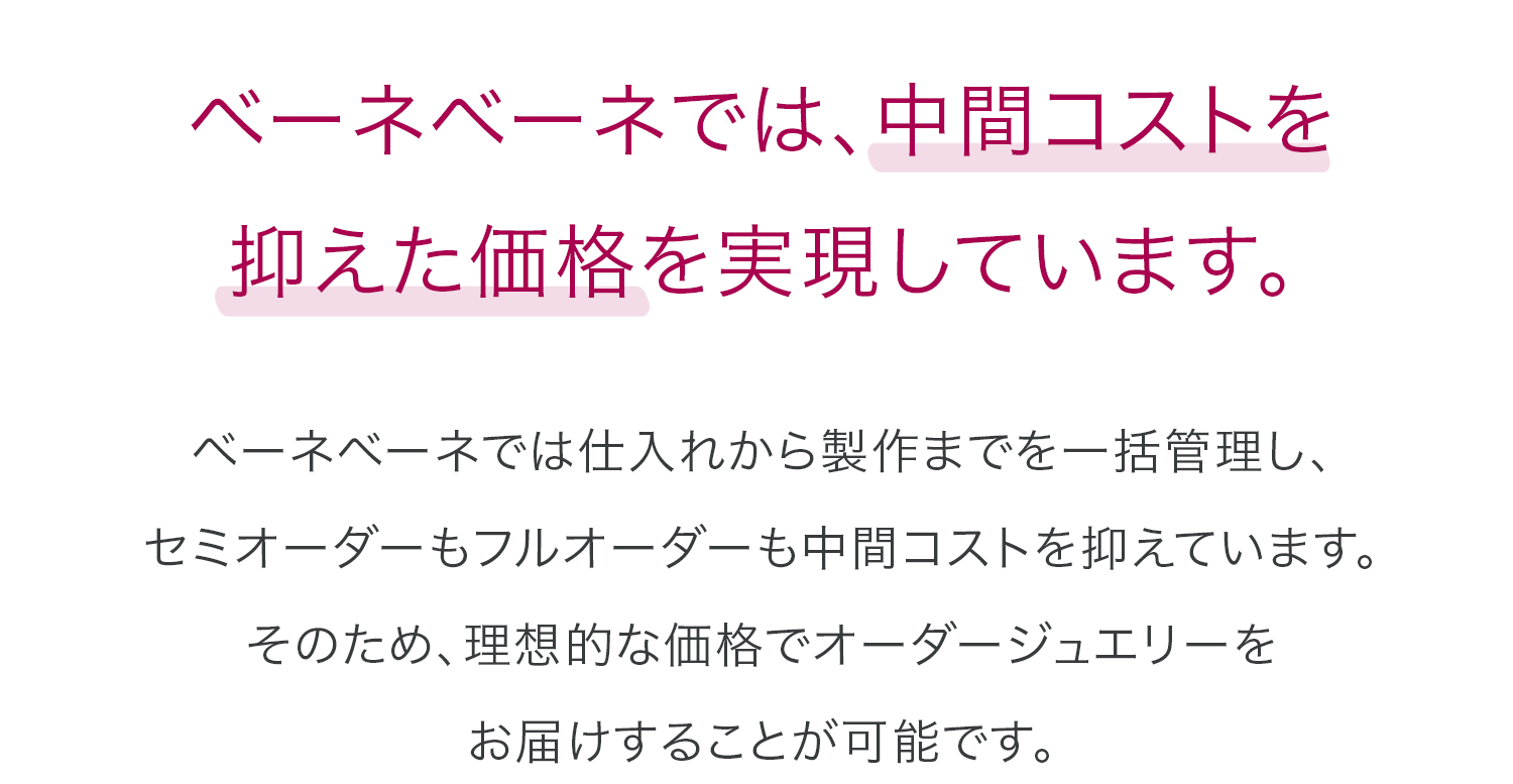 ベーネベーネでは、中間コストを抑えた価格を実現しています。
